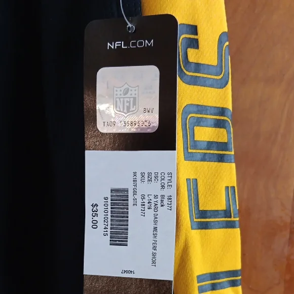 NFL Black and Yellow Athletic Shorts with Sporty Stripes - Picture 5 of 7